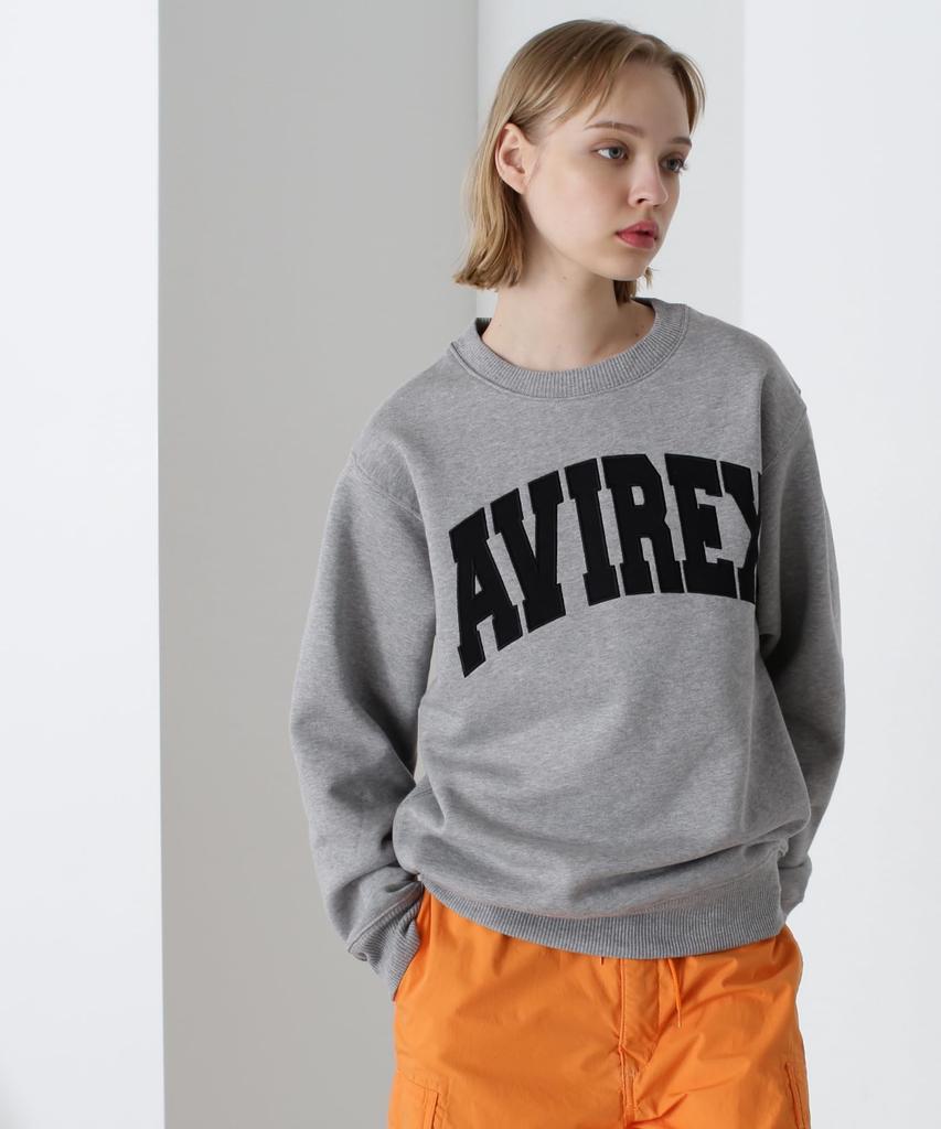 AVIREX CREW NECK L/S SWEAT LOGO 783-3932003 Men's L 382 Oxford