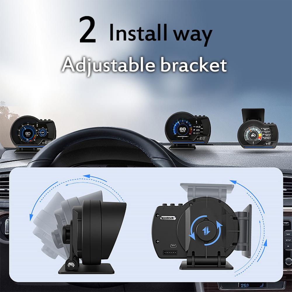 OBD2+GPS Smart Gauge Multiple Ala Digital Odometer Fault Diagnosis Clearing Time Speedometer Turbo RPM Gauge Car Head Up Display