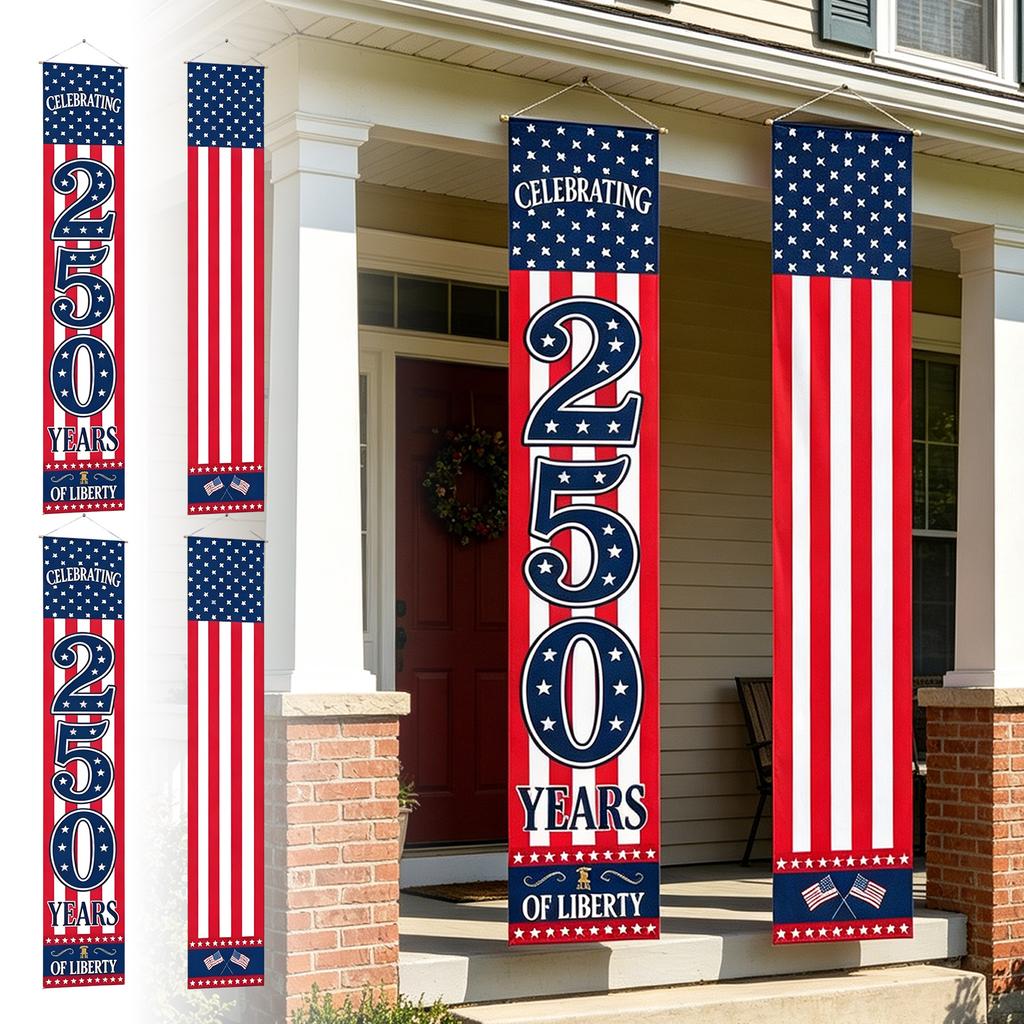 Vertical Independence Day Banner 250 Years of Liberty Outdoor Indoor Hanging Decoration for Patriotic Celebrations and Events