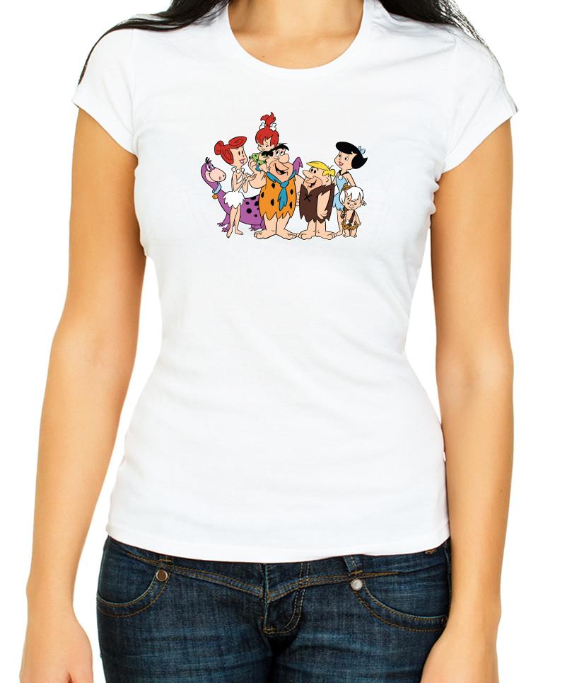 

The Flintstones characters White / Black Women s 3/4 Short Sleeve T-Shirt K389 4XL