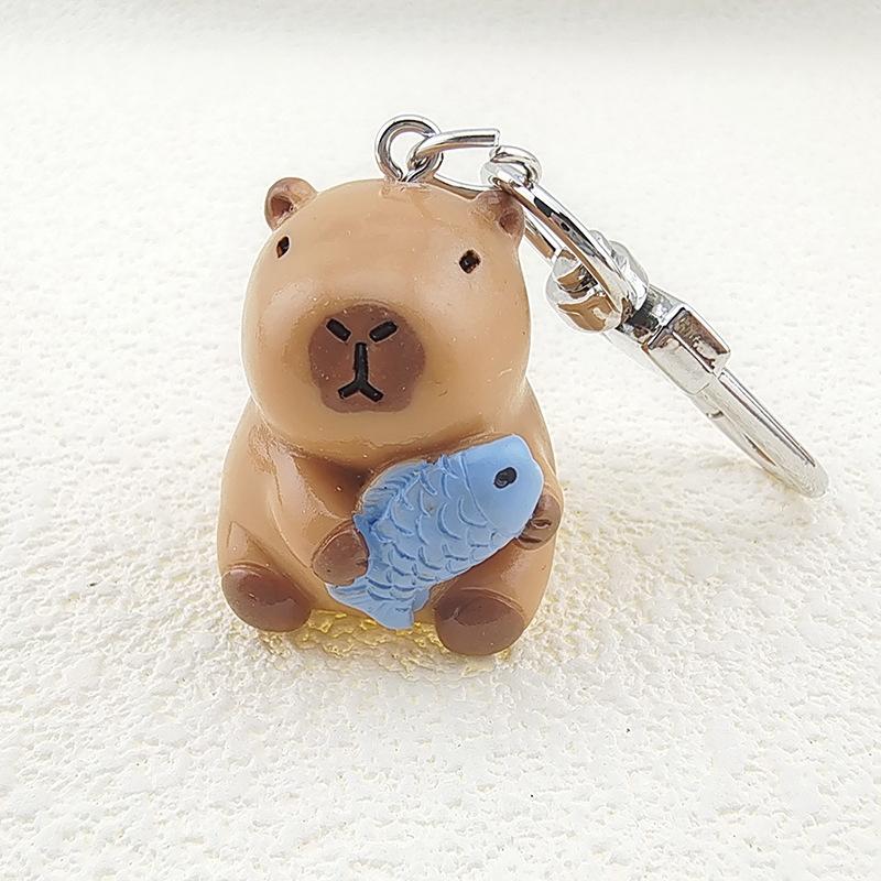Kawaii 3D Capybara Keychain Cartoon Animal Keyring Bag Pendant Backpack Hanging Decoration Couple Key Holder Lovely Gifts