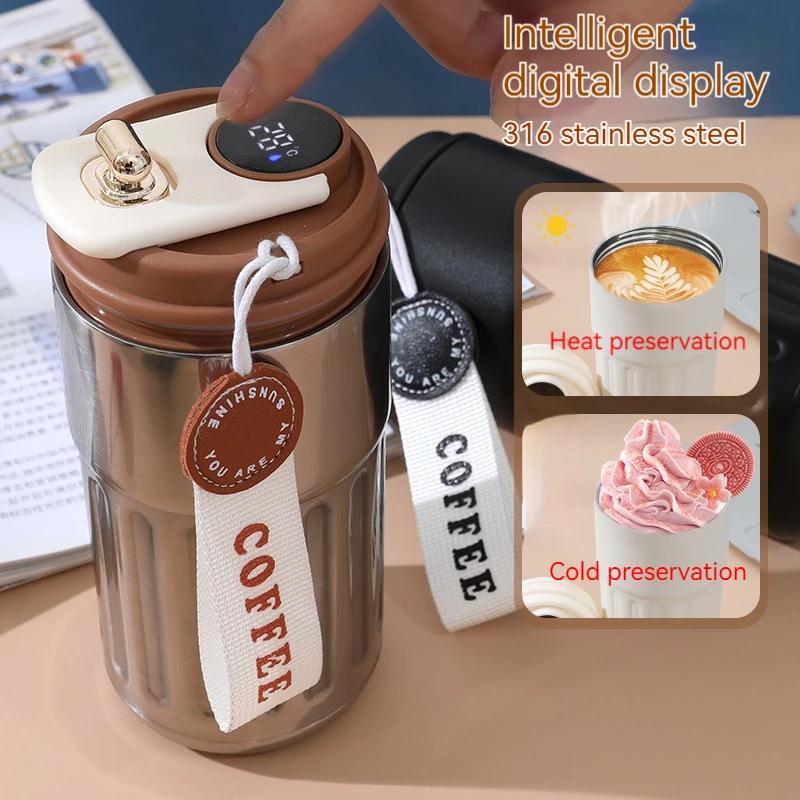 Smart Travel Mug with LED Temperature Display, Spill-Proof Leak-Proof Stainless Steel Coffee Mug, Temperature Control Travel Mug