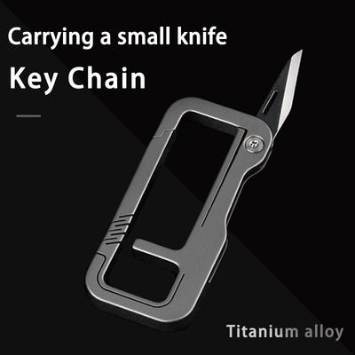 Titanium Mountaineering Buckle Keychain With Folding Knife Portable EDC Pendant Pocket Knife Outdoor Camping Equipment Gift