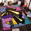 Colorful Cosmic Explosion Pattern Carpet with Stars and Clouds Design Suitable for Use As an Anti-slip for Living Room Bedroom Sofas