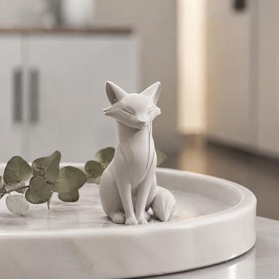 Schreibtischskulpturen für das Büro 3D-gedruckte minimalistische Fuchs-Skulptur, elegante Figur, mattes modernes zeitgenössisches Wohnzimmer-Dekor-Ornament Eingangsbereich