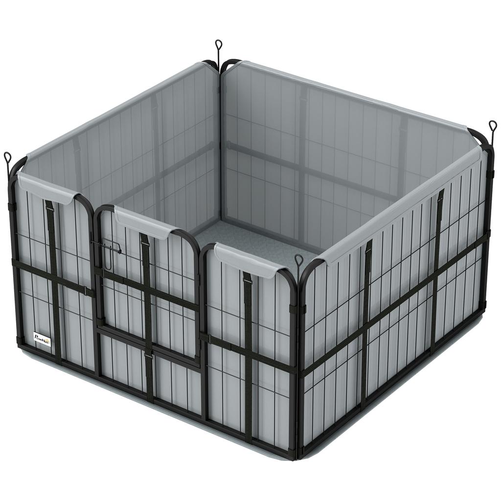 Steel Dog Whelping Box with Washable Whelping Pad, Wind-Resistant Cloth, for Small, Medium Dogs, 102 x 102 x 60cm