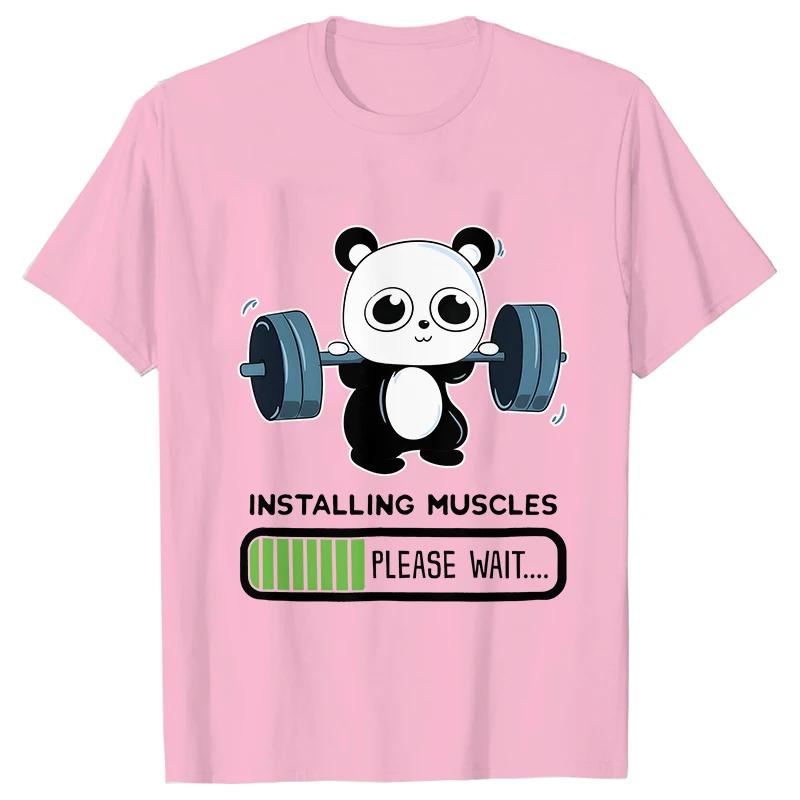 Vtipné tričko s potiskem pandy do posilovny Letní trička pro ženy O-výstřih Ležérní Krátký rukáv Vzpírání Nabírání svalů Letní trička Topy