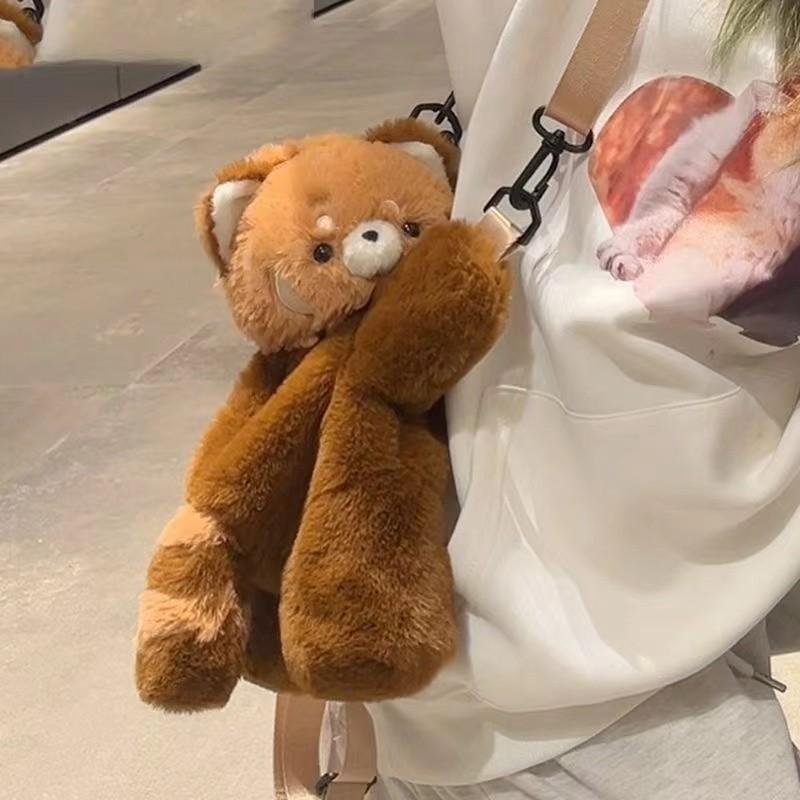 Little Raccoon Bag Plush Red Panda Messenger Bag Girl Backpack Doll Cartoon Backpack