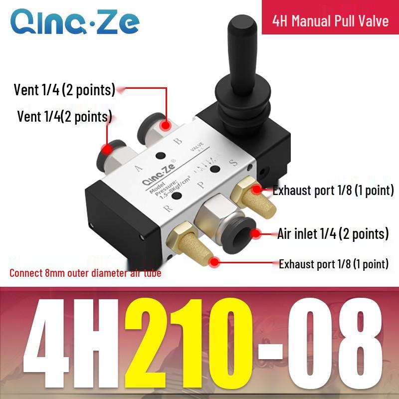 Cylinder Pneumatic Control Switch 4H210-08: Two-Position, Five-Way Reversing Valve with Manual Hand Pull, 4H310-10