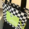 [hgTUP] Little Green Men Tote Bag, Canvas Tote Bag, Large Capacity, Alien Shoulder Bag, Canvas Tote Bag with Zipper and Interior Pocket, Eco Bag, Meet