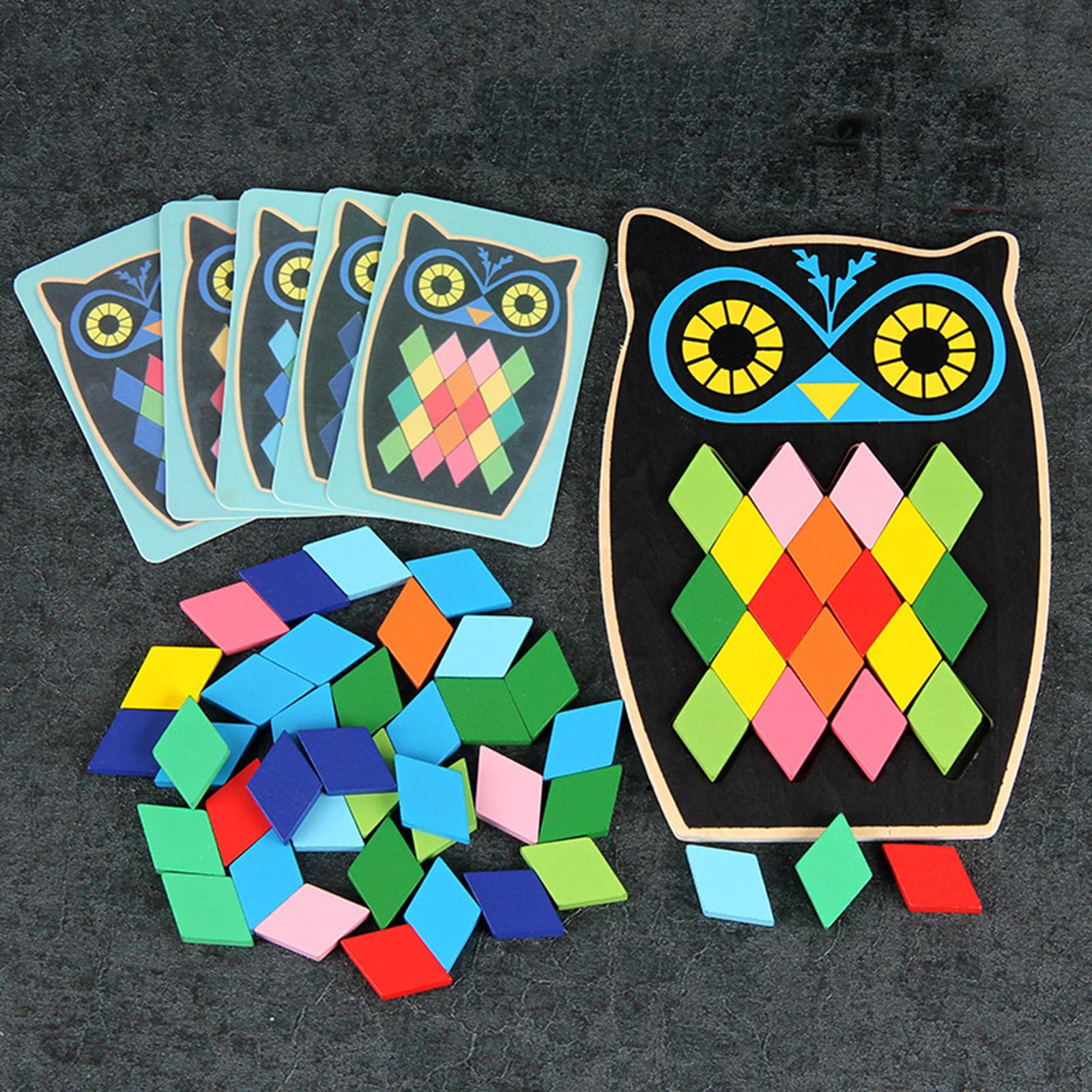 

Творческое обучение с помощью деревянных узорных блоков и фигур танграма Owl