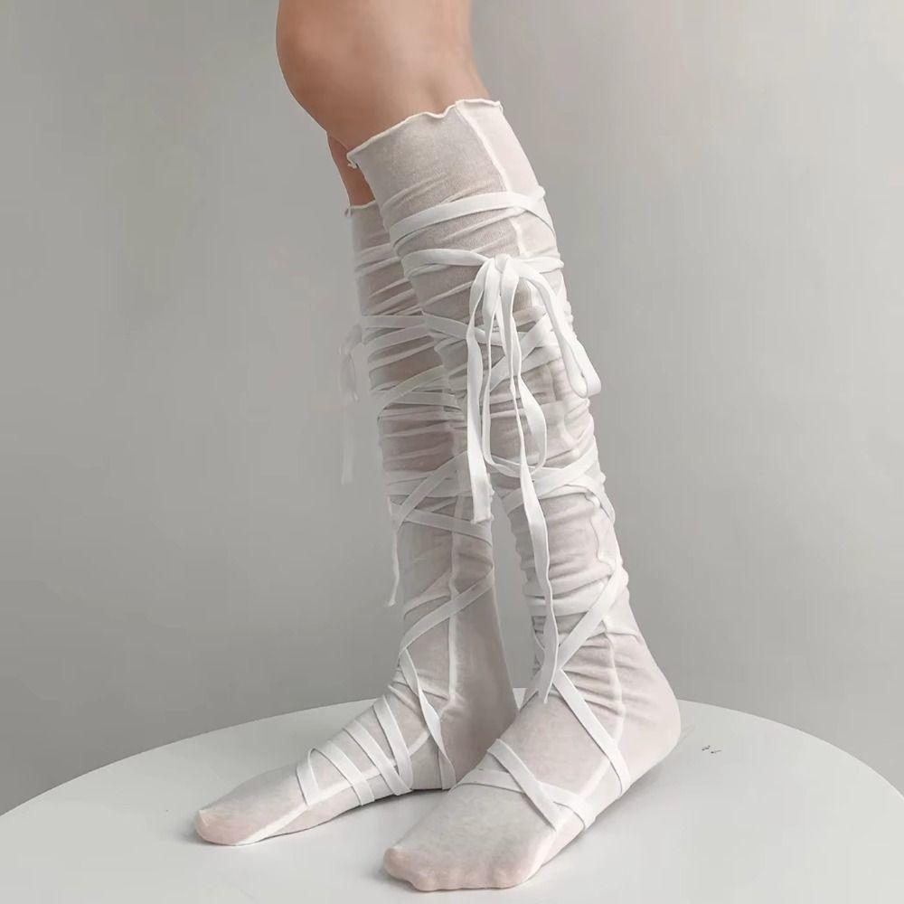 Women Ballet Strappy Calf Socks Punk Cosplay Socks New Thin Stocking