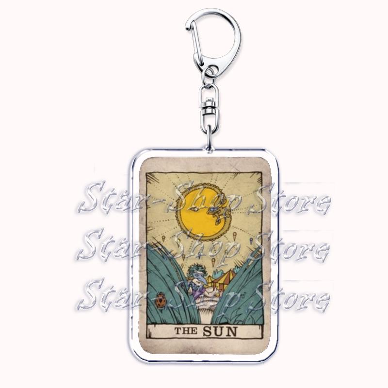 Popular Culture Halloween Tarot Card Keychains for Accessories Moon Luna Death Keyring Jewelry Fans Lovers Friends Reader Gifts