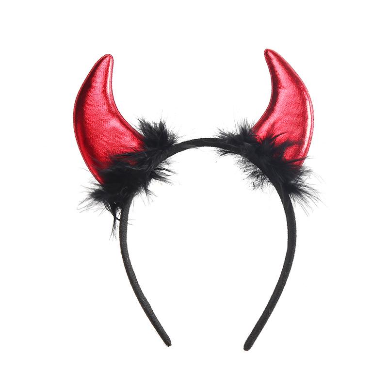 Zestaw opasek na głowę z rogami diabła na Halloween: Kostium Festiwalowy Rekwizyty Cosplay Opaska do Włosów z Rogami Krowy 3-częściowa
