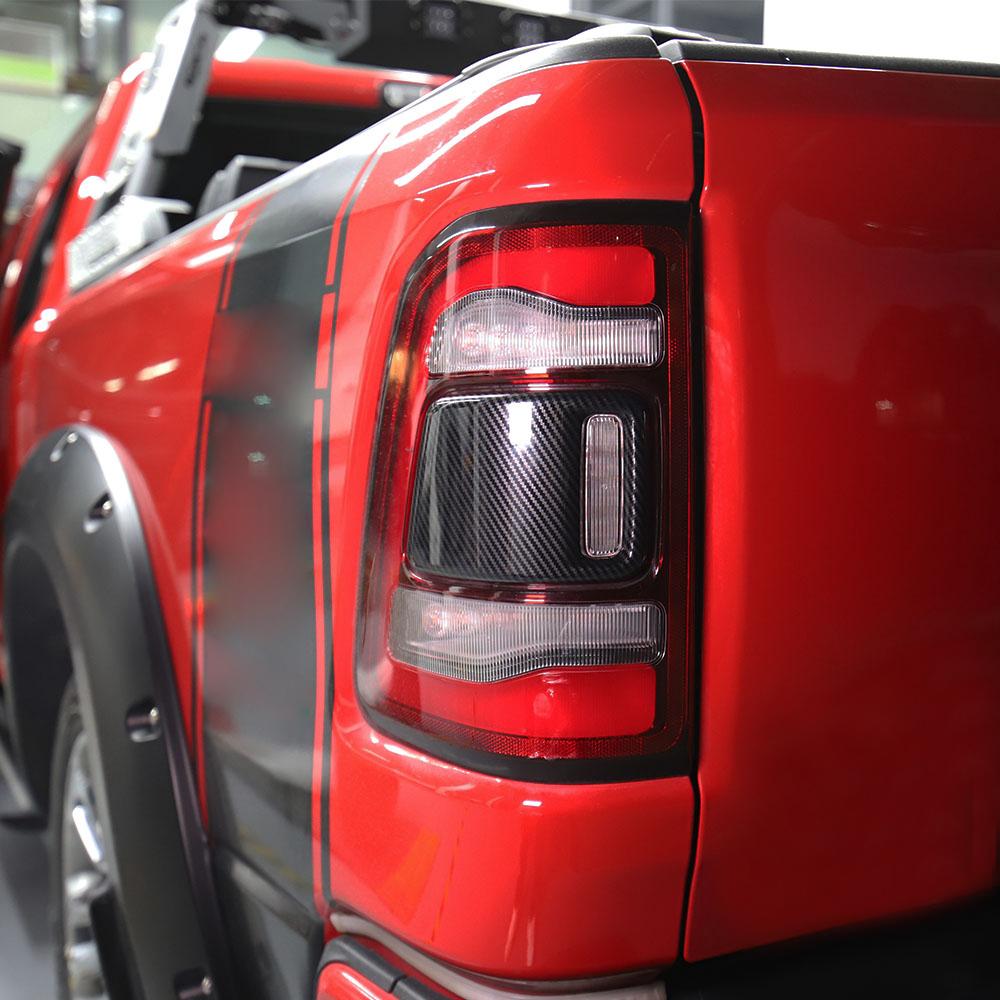 Carbon Fiber ABS Rear Tail Light Cover Trim for Dodge Ram 1500 2019 2020 2021