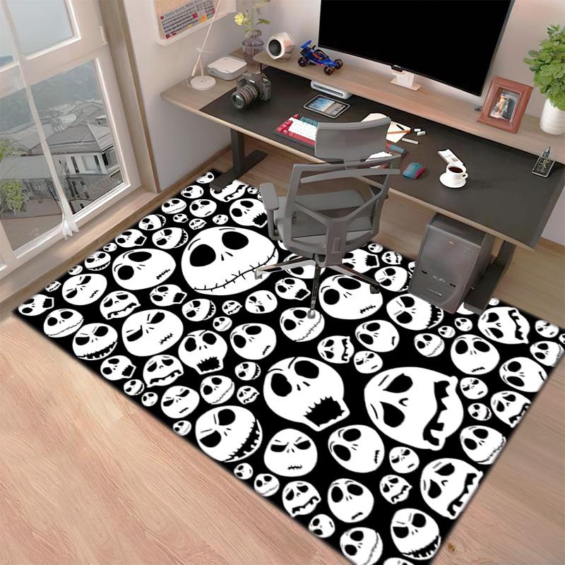 1PC Skull Dark Gothic Pattern Printed Carpet Rug for Living Room Bedroom Home Sofa Decoration,Non-slip Floor Mat Floor Mat