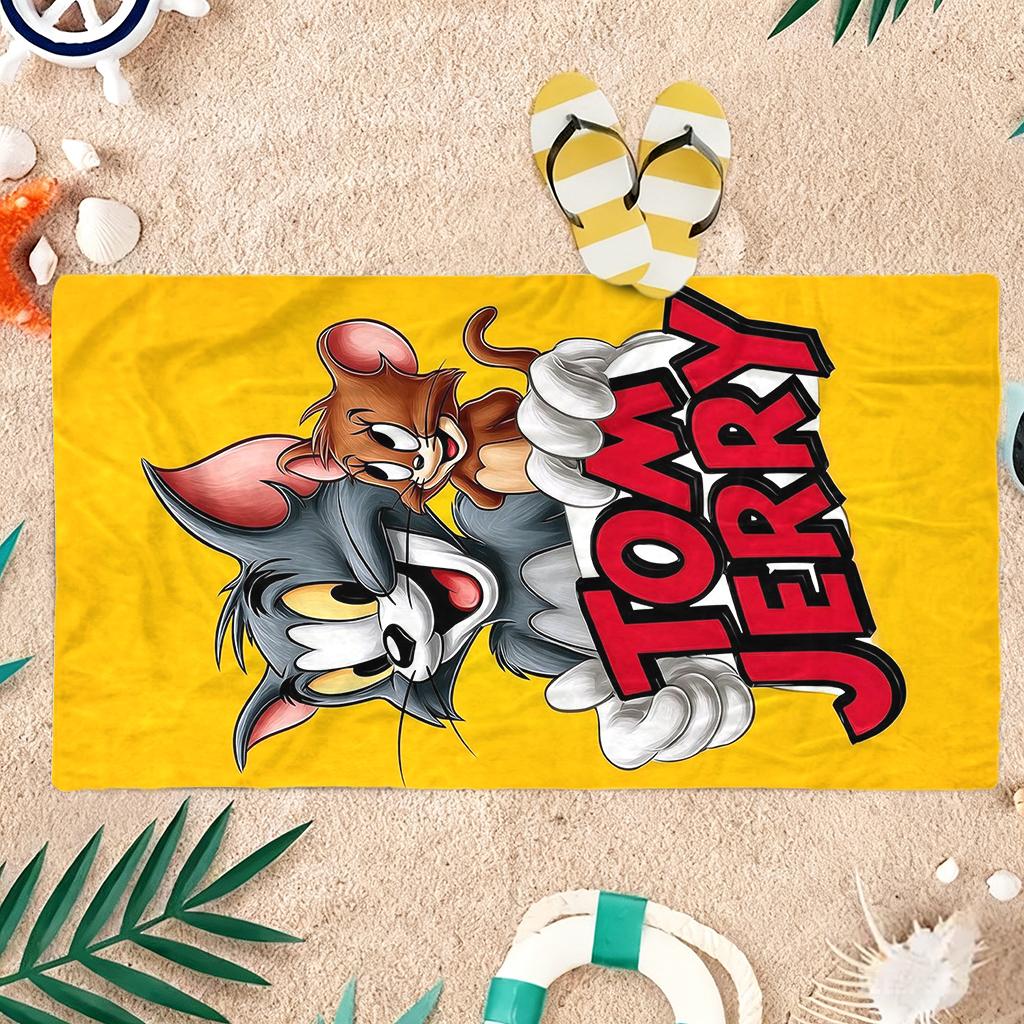 Tom&Jerry Cartoon Beach Towel Quick-drying Small To Large Towel Suitable for Beach Vacation Pool Summer Funny Gift for Friends
