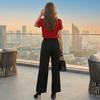 Short Sleeve Blouse for Women Ruffle Front Button Down Shirt with Bow Tie Neck and Classic Fit for Office Work