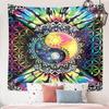 Yin Yang Balance Connect Tapestry Sun Moon Psychedelic Wall Hanging Decor Indian Mandala Bohemian Hippie Trippy Large Tapestry