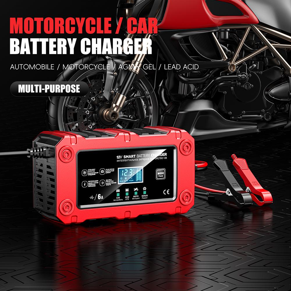 Intelligent Pulse Repair Multifunctional 12V 6A Portable Lead-Acid Smart Battery Charger Maintenance 2025 New Car Motorcycle SUV Battery Charging
