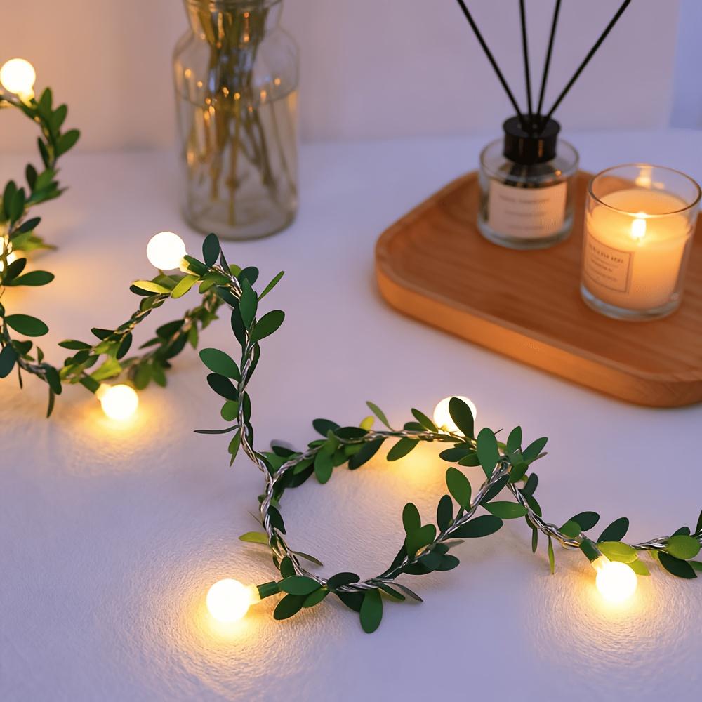 LED Ivy Mini Ball Fairy Lights with Leaf, Round Ball String Green Vine Garland Lights