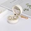 Round Portable Jewelry Storage Bag Necklace Ring Jewelry Box Storage Case With Keychain  Women