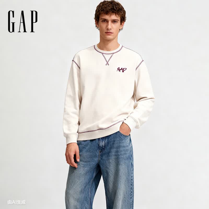 GAP Unisex Embroidered Logo Fleece Sweatshirt