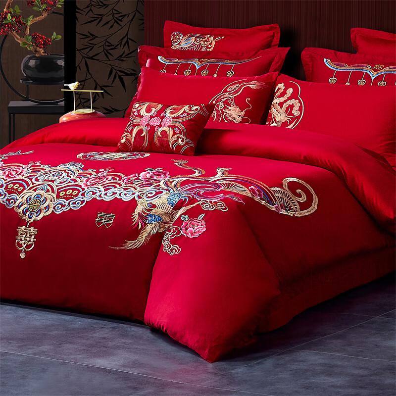 Grace Dragon & Phoenix Embroidered Cotton Bedding Set