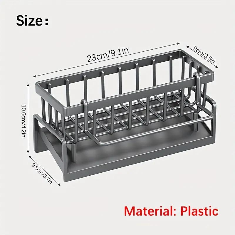 Coș Organizator pentru Chiuvetă de Bucătărie cu Suport pentru Perie, Caddy pentru Burete din Polipropilenă Anti-Ruginiu pentru Chiuvetă, Cutie de Depozitare pentru Burete de Spălat Vase cu Divizor