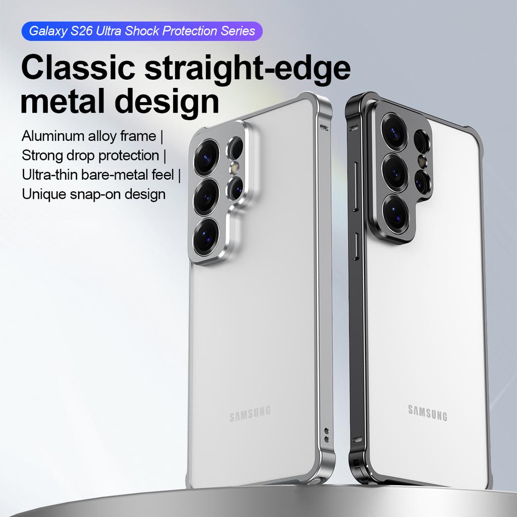 Ultra Slim Aluminium Alloy Frame Bumper Case for Samsung Galaxy S26 Ultra S26 Plus S26+ Alloy Metal Lens Protector Hard Cover