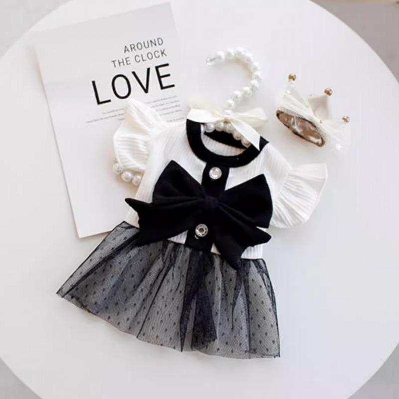 Striped Dog Vest Pet Dog Dress Dog Clothes for Small Dogs Chihuahua Bichon French Bulldog Bow Dog T Shirt Puppy Skirt
