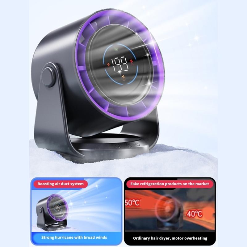 Quiet Powerful Fan Digital Display Fan 4000mAh Battery Fan ABS Texture Suitable for Bedroom Office and School Use