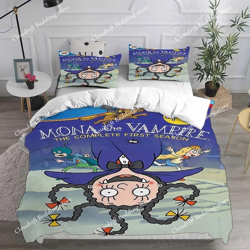 Cartoon Mona the Vampire Anime Bedding Sets Comforter Quilt Bed Cover Duvet Cover Pillow Case Kids Adult Size