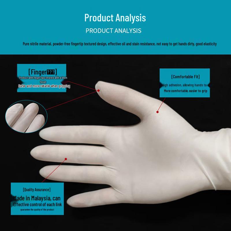 Thickened Waterproof Powder-Free Nitrile Gloves for Food Contact and Household Protection