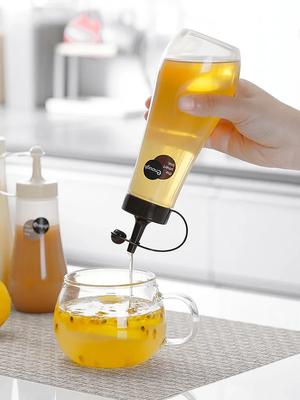 Botella dispensadora de miel japonesa de 360 ml de plástico portátil conveniente botella para verter apretar frasco para el hogar apretar miel herramienta de cocina