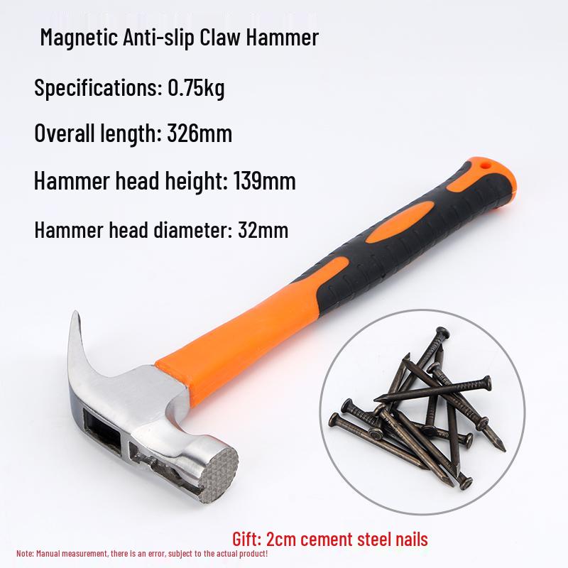 Multi-Function Claw Hammer with Nail Puller for Household, Woodworking, and Electrical Use