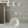 Hand-painted Bamboo Blue And White Tea Box Organizer Moisture-proof Elegant Storage Tank Containers Tea Caddy Tea Collection