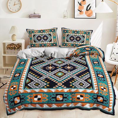 Three-Piece Blue Boho Bohemian Quilt Cover Bedding Kit