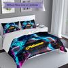 3PC Custom Name "Neon Future Warrior" Bedding Set Printed Bedding Set Duvet Cover Closure Includes 1 Duvet Cover & 2 Pillowcases for All Seasons Bedro