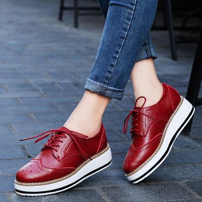 2025 Spring and Autumn Leather Platform Women's Shoes, Korean Version Casual Women's Shoes Fashion Versatile Student Shoes Women's Single Shoes Tide