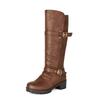 Women's Mid-Calf Buckle Strap Boots, Mid-Heel, Round-Toe, Thick Sole, Plus Size 35-45, Autumn/Winter 2026
