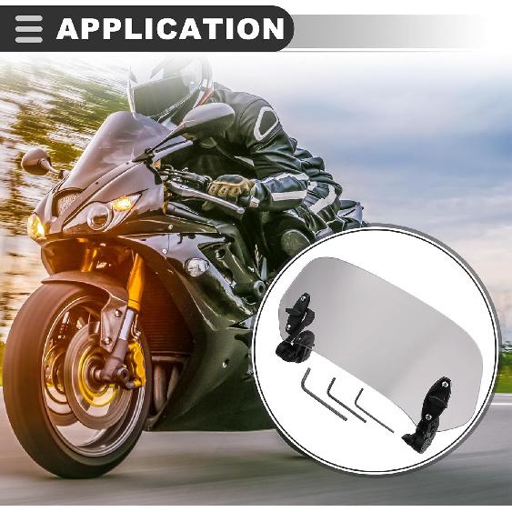 Motoforti Universal Motorcycle Windshield, Plastic, Rubber, Gray, 1 Pc