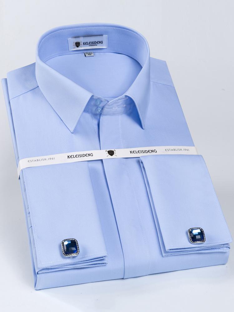 

Мужская классическая рубашка со скрытыми пуговицами во французском стиле, однотонные рубашки с отложным воротником и длинными рукавами для банкета, свадьбы, весны и осени, активного отдыха