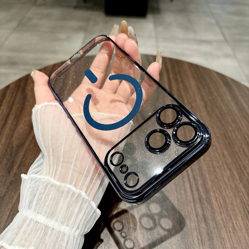 Electroplating PC Glitter for IPhone 17promax Phone Case Magnetic Suction for Apple 16 with Lens Film 15 Protective Cover