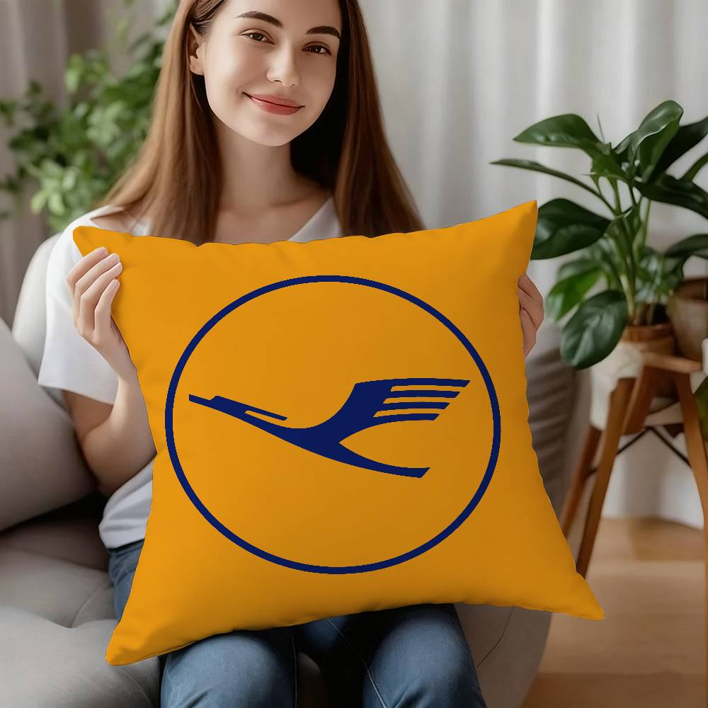 L-Lufthansa German Airlines Poszewka na poduszkę Krótki plusz Dwustronny nadruk Kwadratowe poszewki na poduszki dekoracyjne na sofę do domu