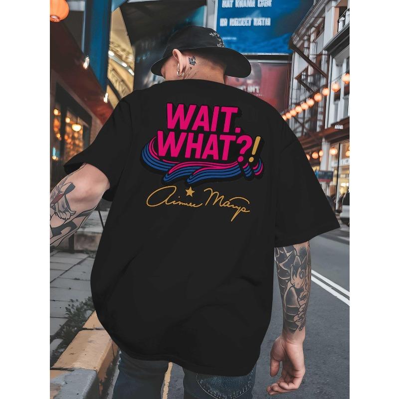 

WAIT WHAT New Summer Men S Back Printed Short-Sleeved T-Shirt, Fashionable And Trendy Top, Spring And Summer Round Neck, Versatile And Breathable S чёрный