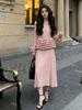 Design-Sense Faux Two-Piece Long Pleated Dress - Spring 2026 Collection, European & American Style