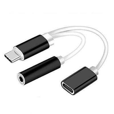 Câble de chargement USB C 2 en 1, convertisseur Audio, Jack 3.5mm, adaptateur séparateur AUX, câble de Charge