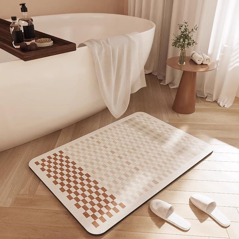 Quadratische Diatomeenerde Badezimmer-Bodenmatte, Rutschfeste & Feuchtigkeitsbeständige Fußmatte für Eingangsbereiche