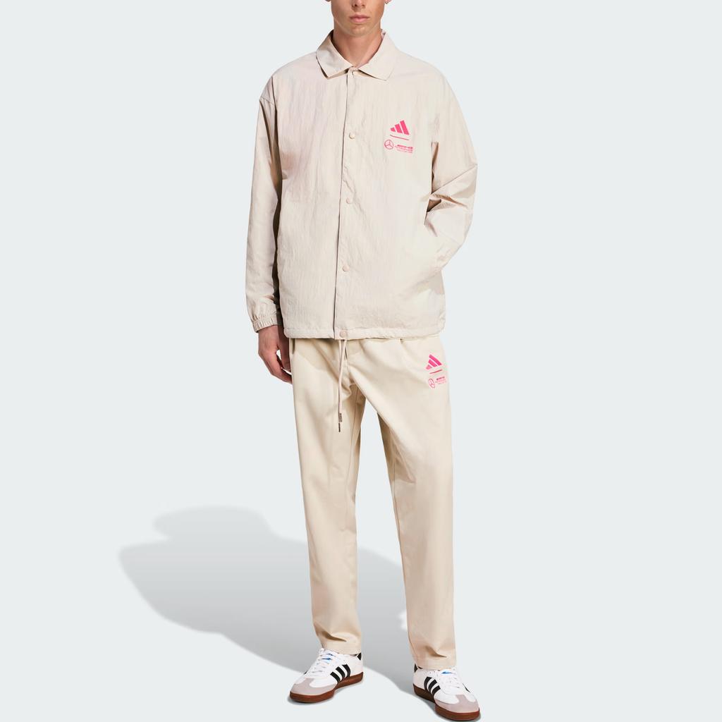 Adidas Sportswear Mercedes - AMG Petronas Formula One Team Summer Coach Loose Comfortable Polo Long Sleeve Jacket Men Jackets Light-Brown JW3362